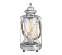 Eglo Bradford Glass And Metal Lantern Table Lamp In Metallic Silver Metallic Silver