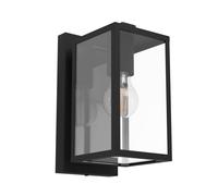 Eglo Budrone Modern Black Steel & Clear Glass Outdoor Wall Light
