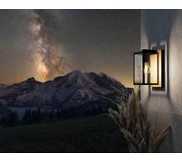 Eglo IP44 Budrone Modern Exterior Wall Light - Black & Wood