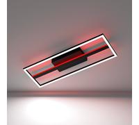 EGLO connect.z Smart Home LED ceiling light Calagrano-Z, Zigbee, app and voice control Alexa, tunable white (warm - cool white), RGB backlight, dimmable spotlight, black metal lamp, 25 x 8.6 in