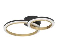 Eglo Calliera 2 Ring Steel LED Ceiling Light - Black & Brass