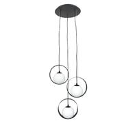 EGLO Camargo Pendant Light 3 Bulbs Modern Elegant Pendant Light Made of Steel and Glass in Black, White, Dining Table Lamp, Living Room Lamp Hanging with E14 Socket