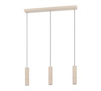 Eglo LED Pendant Lighting Caminia, 3 Light Hanging lamp Above Dining Table, Dining Room Ceiling Light Fixture, Metal in Beige and Gold, GU10 Light Source, Warm White