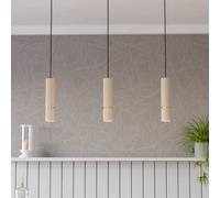 Eglo LED Pendant Lighting Caminia, 3 Light Hanging lamp Above Dining Table, Dining Room Ceiling Light Fixture, Metal in Beige and Gold, GU10 Light Source, Warm White