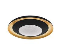 EGLO Canicosa 2 LED Ceiling Light, 2 Bulbs Wall Light, Ceiling Light Made of Impact Metal, Plastic in Black, Gold, with Remote Control, Night Light, Dimmable