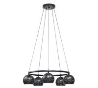 EGLO Cantallops 5-Bulb Pendant Light Modern Elegant Steel Pendant Light in Black Dining Table Lamp Living Room Lamp Hanging with E14 Socket