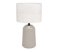 Eglo Capalbio Sandy Ceramic And White Fabric Ribbed Table Lamp In Stone Stone One Size