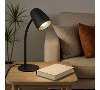 Eglo Bedside Table lamp Carlo, Office Desk Light with Flexible arm | living room and bedroom lighting for reading, black metal, E14 socket