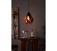 Eglo Carlton 1 Vintage Pendant Light, Retro Steel with Coloured in Black and Copper Hanging Light, E27 Socket, Ø 20.5 cm/8 inches