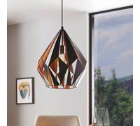 Eglo Carlton 1 Black & Copper Geometric Pendant Light, Black