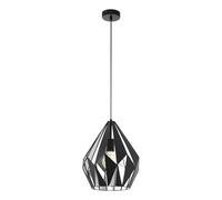 Eglo Carlton 1 Pendant Lamp, Single-Light Vintage Pendant, Retro Steel Hanging Lamp, Colour: Black, Silver, Socket: E27, Ø 31 cm