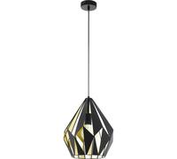 Eglo Carlton 1 Vintage Pendant Lamp, Retro Hanging Light in Black and Gold Steel, E27 Socket, ? 31 cm (12.2")