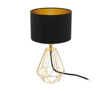 Eglo Carlton 2 Black And Gold Metal And Fabric Table Lamp, (D) 16.5Cm