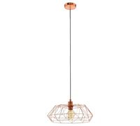 Eglo Carlton 2 Pendant Lamp, 1-Light Vintage Hanging Lamp, Retro Steel Pendant, Colour: Copper, Socket: E27