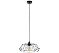 Eglo Carlton 2 Pendant Lamp, Single-Light Vintage Pendant, Retro Steel Hanging Lamp, Colour: Black, Socket: E27