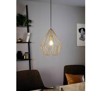 Eglo Carlton Vintage Pendant Light, Retro Gold Steel Hanging lamp