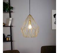 Eglo Carlton Vintage Pendant Light, Retro Gold Steel Hanging lamp, E27 Socket