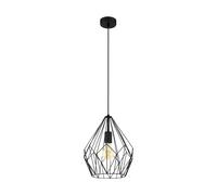 EGLO Carlton Vintage Pendant Light, Retro/Industrial Design Ceiling Lamp, Black Steel Hanging Lighting, E27 Socket