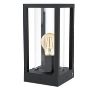 Eglo Cascinetta Outdoor Socket Lamp 1 Bulb Outdoor Light Vintage Retro Base Light Made of Cast Aluminium in Black and Clear Glass, Outdoor Lamp with E27 Socket, IP44