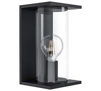 EGLO Cascinetta Outdoor Wall Light, 1-Bulb Outdoor Light, Vintage, Retro, Wall Light Made of Galvanised Steel in Black and Clear Glass, Outdoor Lamp with E27 Socket, IP44