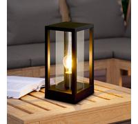 Eglo Outdoor Base Lamp Cascinetta, 1-Flame Vintage Exterior Light | Retro Base Lamp made of Black Die-Cast Aluminium and Clear Glass, Outdoor Light with E27 Socket, IP44