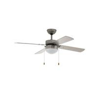Eglo Ceiling Fan Gelsina, 4 Blade Ventilator with Pull Chain, with Lighting and Summer Winter Operation, Blade Material MDF in Silver, AC Motor, Ø 106,6cm (41.9")