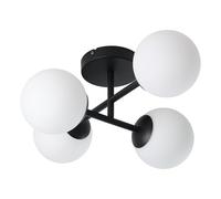 Eglo Ceiling lamp Castrovido, Flush Mount Light Fixture with Four Glass Spheres, Metal Black and White Glass, G9 Bulb, Warm White, Living Room Lighting