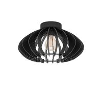 Eglo Ceiling lamp Cossano 3, Vintage Ceiling Light Fitting, Retro Ceiling spot Made of Metal and Wood in Black, Living Room Lighting with E27 Socket, Ø 38 cm