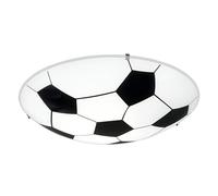 Eglo Ceiling Lamp Junior 1, Single-Flame Children's Room Football lamp | wall lamp, ceiling light made of steel, colour: white, glass: frosted, socket: E27
