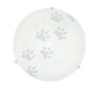 Eglo Ceiling lamp Mars, Wall Light, Ceiling Light Made of Steel, Colour: White, Glass: White Satin Motif paw, Socket: E27