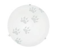 Eglo Ceiling lamp Mars, Wall Light, Ceiling Light Made of Steel, Colour: White, Glass: White Satin Motif paw, Socket: E27
