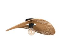 Eglo Ceiling Lamp Siruela, Nature Design Flush Mount Light Fixture, FSC Certified, Paper Light in Natural and Black Metal, Living Room Lighting with E27 Socket, L 56 cm