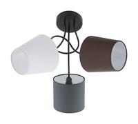Eglo Ceiling Light Almeida, 3-Flame Textile Ceiling Lamp, Material: Steel, Fabric, Colour: Black, Anthracite, White, Brown, Socket: E14