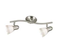 Eglo Ceiling Light Dakar 1, 2-Light Ceiling lamp, Steel Ceiling Spotlight, Colour: matt Nickel, Glass: White Milk Glass with Wiping Technique, Fitting: E14