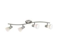 Eglo Ceiling Light Dakar 1, 4-Flame Ceiling lamp, Ceiling Spotlight Made of Steel, Colour: matt Nickel, Glass: Frosted Glass with Brushed Effect, White, Socket: E14