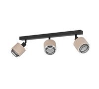 Eglo Ceiling Light Fitting Rosley, 3 Spots Ceiling lamp, Spotlight bar Made of Textile in Natural and Black Metal, Ceiling Light Fixture with E14 Socket