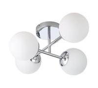 Eglo Ceiling Light Fixture Castrovido, Flush Mount lamp with Four Glass Globes, Metal and White Glass, Chrome Finish, Lighting for Living Room, Includes Warm G9 Bulbs