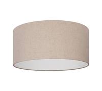 EGLO Ceiling light fixture Feniglia, flush ceiling lamp, round living room and bedroom lighting, natural linen and black metal, E27 socket, ? 19"