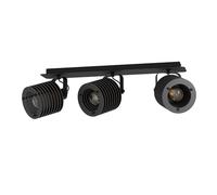 Eglo Ceiling Light Fixture Segovia, Industrial Design Ceiling lamp with 3 orientable spot Lights, Spotlight bar Made of Black Metal and Wood, E27 Socket