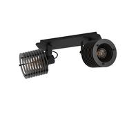 Eglo Ceiling Light Fixture Segovia, Industrial Design Ceiling lamp with 2 orientable spot Lights, Spotlight bar Made of Black Metal and Wood, E27