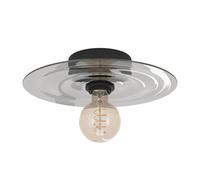 Eglo Ceiling Light Lintmill, Decorative lamp Smoked Glass, Living Room Metal Black and Brass, Grey Ø 30 cm