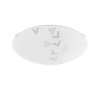 Eglo Ceiling lamp Mars, Wall Light, Ceiling Light Made of Steel, Colour: White, Glass: White Satin Motif Triangles, Socket: E27
