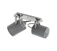 Eglo Ceiling Light Villabate, 2-Flame Textile Ceiling Lamp, Ceiling Spot Made of Steel and Fabric, Colour: Matte Nickel, Grey, Socket: E27