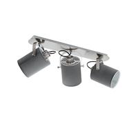 Eglo Ceiling Light Villabate, 3-Light Textile Ceiling Lamp, Ceiling Spot Made of Steel, Fabric, Colour: Matte Nickel, Grey, Socket: E27