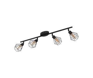 Eglo Ceiling Light Zapata 1, 4-Light Vintage Ceiling Lamp in Retro Style, Steel Ceiling Spotlight, Colour: Black, Glass: Amber, Socket: G9