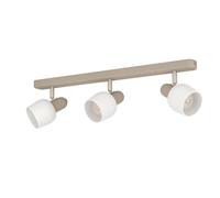 Eglo Ceiling Spotlight Corato, lamp with 3 Adjustable Spots, Metal Light in Sand and Silver, White Glass, E14 Socket