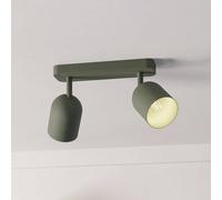 Eglo Spotlight bar Tilston, Light Fitting with 2 Flexible Spots, Ceiling lamp for Living Room and Bedroom, Dark Green Steel, E14 Socket