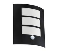 Eglo City Metal Ip44 Outdoor Wall Light With Sensor In Black Black One Size