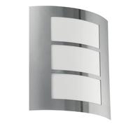Eglo City Outdoor Wall Lamp, White and Silver Stainless Steel Porch Lighting, E27 Socket, IP44