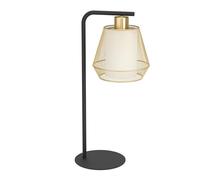 Eglo Tischlampe Ciudadela, stilvolle Nachttischleuchte, Metall-Tischlampe in Messing mit weissem Textilschirm, Wohn- und Schlafzimmerlampe, E27 Fassung